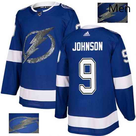 Mens Adidas Tampa Bay Lightning 9 Tyler Johnson Authentic Royal Blue Fashion Gold NHL Jersey